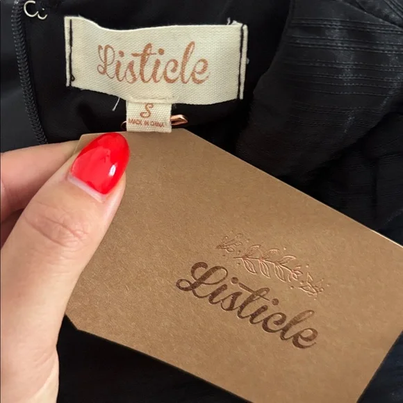 NWT LISTICLE Tulle Puff Sleeve Midi Cocktail Dress - Picture 2 of 3